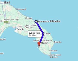 da aeroporto brindisi a baia verde gallipoli
